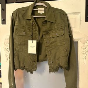 NWT Distressed hem green jacket